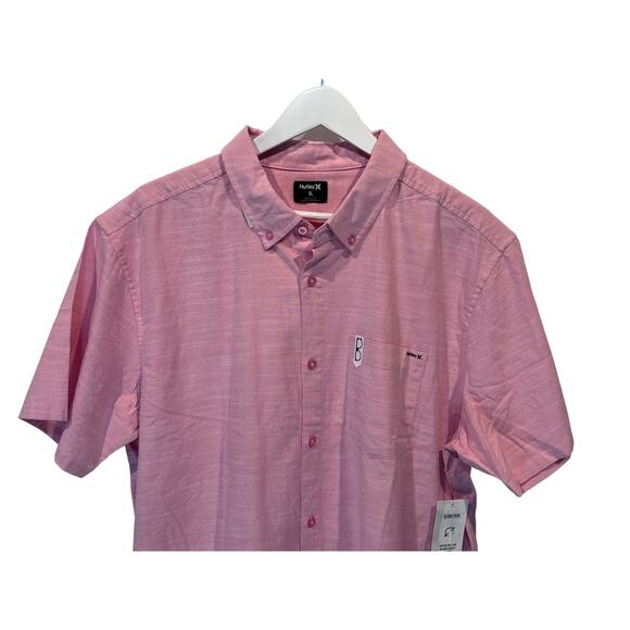 Hurley Shirt Mens Sz XL One & Only Stretch Cotton Short Sleeve Collar Pink NEW - Picture 4 of 12